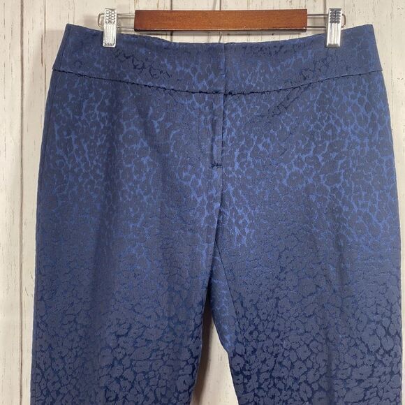 Ann Taylor Loft Marisa Womens Ankle Navy Blue Textured Animal Print Pants - Picture 2 of 16